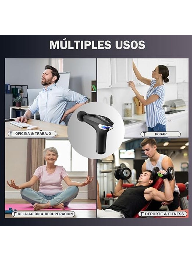 جهاز مساج وتدليك العضلات الاحترافي (Massage Gun)، مسدس تدليك الأنسجة العميقة لتخفيف الآلام والاستشفاء الرياضي مع سرعات ورؤوس متعددة - Image 3